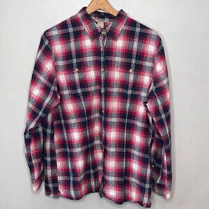 Duluth Trading Co. Mens Red & Blue Plaid‎ Button-Down Flannel Shirt Size L